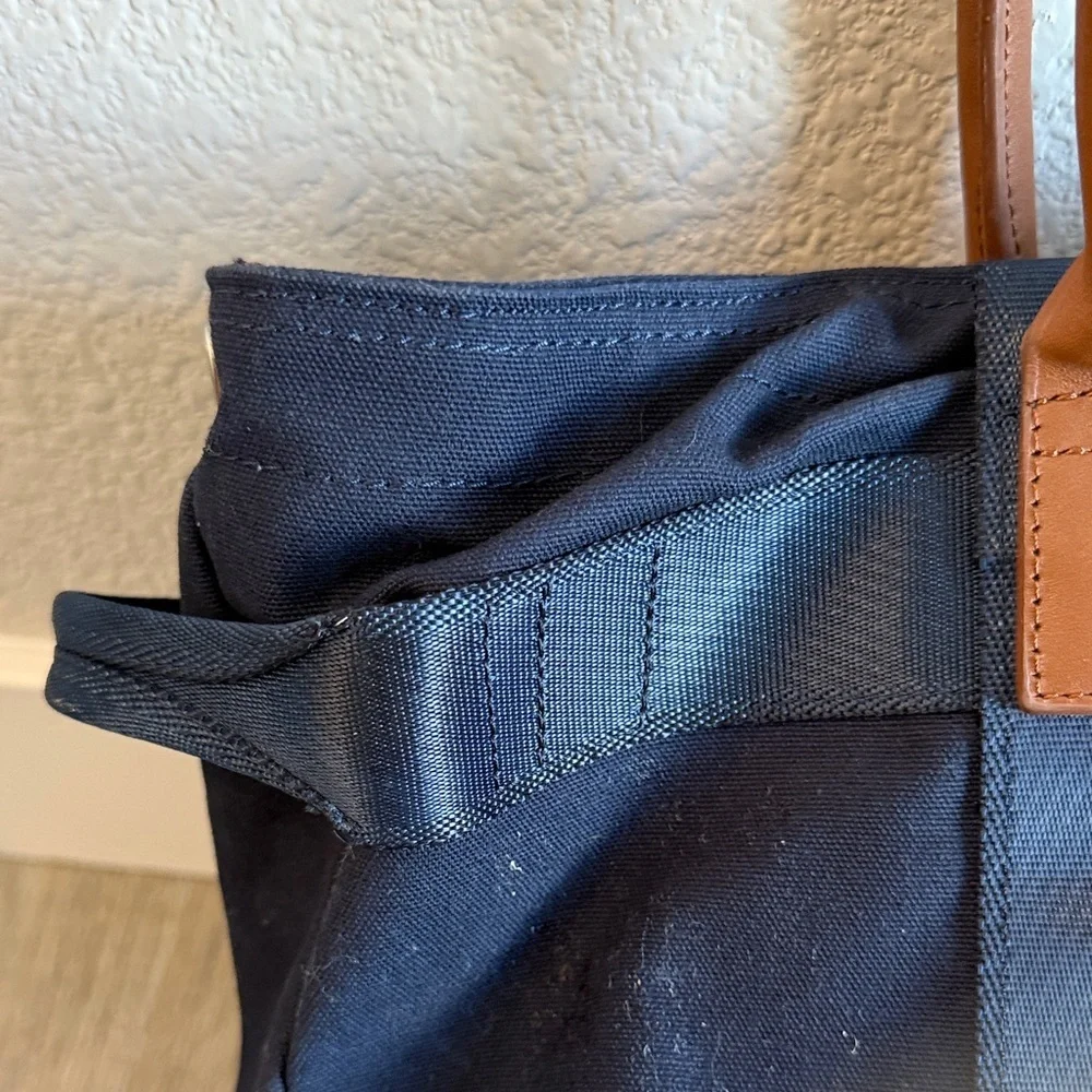 Brooks Brothers Wells laptop Tote Bag with Brown Leather Trim